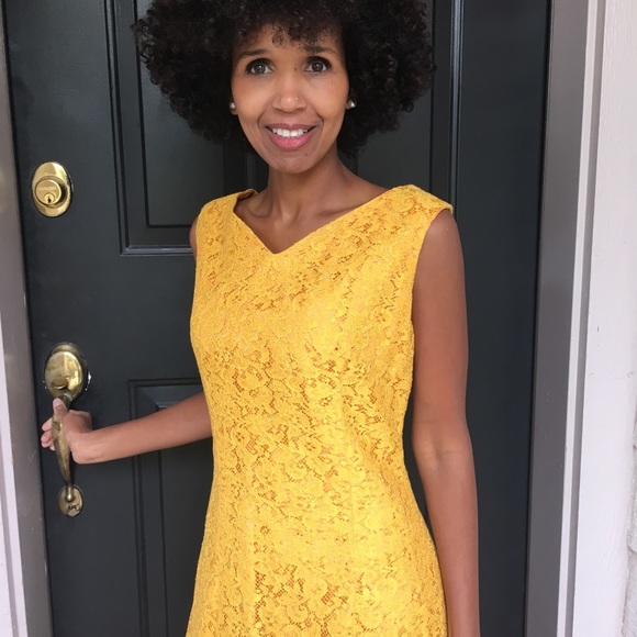 Vintage all over lace dress margigold yellow - Picture 2 of 8